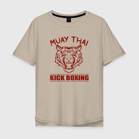 Мужская футболка хлопок Oversize с принтом Муай Тай тигр Кикбоксинг в Курске, 100% хлопок | свободный крой, круглый ворот, “спинка” длиннее передней части | muay thai | боевые искусства | боксер | кикбоксинг | муай тай | муайтай | спорт | тайский бокс | тайский боксер