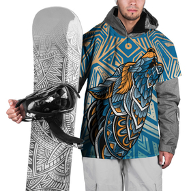 Накидка на куртку 3D с принтом Синий волк в графике в Новосибирске, 100% полиэстер |  | Тематика изображения на принте: вой | волк | графика | дикий | животное | линии | хищник