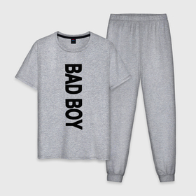 Мужская пижама хлопок с принтом BAD BOY веритикально , 100% хлопок | брюки и футболка прямого кроя, без карманов, на брюках мягкая резинка на поясе и по низу штанин
 | bed boy | балованный | мальчик | непослушный