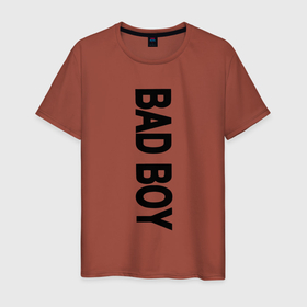 Мужская футболка хлопок с принтом BAD BOY веритикально в Петрозаводске, 100% хлопок | прямой крой, круглый вырез горловины, длина до линии бедер, слегка спущенное плечо. | bed boy | балованный | мальчик | непослушный