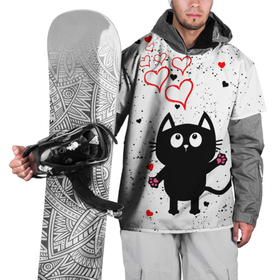 Накидка на куртку 3D с принтом Влюблённый котик   Cat   Love в Новосибирске, 100% полиэстер |  | 14 февраля | cat | cats | i love you | love | второй половинке | день всех влюбленных | день святого валентина | для друга | для пары | котик | люблю | любовь | мой | надпись | о любви | подарок | семья | сердечки