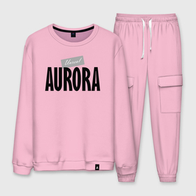 Мужской костюм хлопок с принтом Unreal Aurora в городе Новоалтайск, 100% хлопок | на свитшоте круглая горловина, мягкая резинка по низу. Брюки заужены к низу, на них два вида карманов: два “обычных” по бокам и два объемных, с клапанами, расположенные ниже линии бедра. Брюки с мягкой трикотажной резинкой на поясе и по низу штанин. В поясе для дополнительного комфорта — широкие завязки | aurora | hype | motto | name | slogan | аврора | девиз | имя | лозунг | слоган | хайп