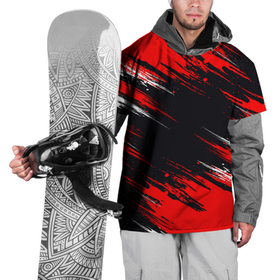 Накидка на куртку 3D с принтом БЕЛО КРАСНАЯ КРАСКА в Тюмени, 100% полиэстер |  | Тематика изображения на принте: белая | брызги | краска | красная | полосы | текстура | уголки