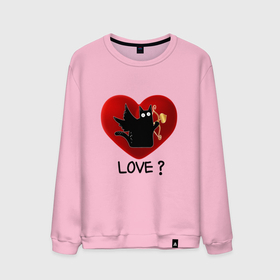 Мужской свитшот хлопок с принтом WHAT CAT   LOVE   Сердце в Тюмени, 100% хлопок |  | 14 февраля | cat | cats | i love you | love | второй половинке | день всех влюбленных | день святого валентина | для друга | для пары | котик | люблю | любовь | мем | мой | надпись | о любви | подарок | прикол