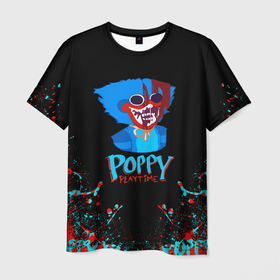 Мужская футболка 3D с принтом ХАГГИ ВАГГИ Poppy Playtime. в Курске, 100% полиэфир | прямой крой, круглый вырез горловины, длина до линии бедер | huggy wuggy | poppy playtime | игра | кукла | монстр | плэйтайм | поппи плейтайм | хагги вагги | хоррор