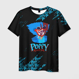 Мужская футболка 3D с принтом POPPY PLAYTIME. в Курске, 100% полиэфир | прямой крой, круглый вырез горловины, длина до линии бедер | huggy wuggy | poppy playtime | игра | кукла | монстр | плэйтайм | поппи плейтайм | хагги вагги | хоррор