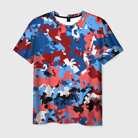 Мужская футболка 3D с принтом Красно синий камуфляж в Тюмени, 100% полиэфир | прямой крой, круглый вырез горловины, длина до линии бедер | армейцы | камуфляж | клуб | кони | москва | паттерн | фубольный | футбол