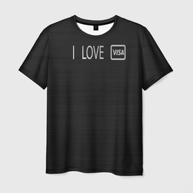 Мужская футболка 3D с принтом I love visa , 100% полиэфир | прямой крой, круглый вырез горловины, длина до линии бедер | Тематика изображения на принте: band | black | gray | i | love | visa