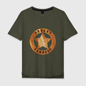 Мужская футболка хлопок Oversize с принтом wasteland 3 desert rangers star emblem в Белгороде, 100% хлопок | свободный крой, круглый ворот, “спинка” длиннее передней части | Тематика изображения на принте: desert rangers | steam | wasteland | видео игра | гик | игра | мем | рейнджер | стим