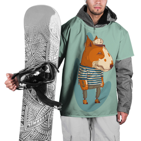 Накидка на куртку 3D с принтом Пёс моряк в Санкт-Петербурге, 100% полиэстер |  | бультерьер | животное | море | моряк | пеё | собака