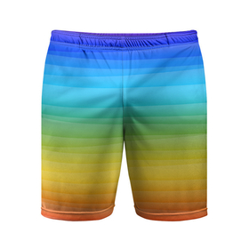 Мужские шорты спортивные с принтом РАДУЖНЫЙ ДИЗАЙН   РАДУГА в Тюмени,  |  | линии | неон | полосы | радуга | радужный | текстура | цвета | цвета радуги | яркий