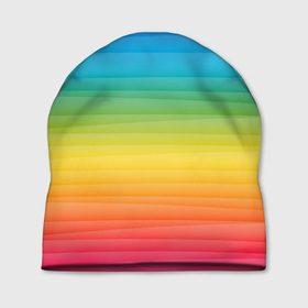 Шапка 3D с принтом РАДУЖНЫЙ ДИЗАЙН   РАДУГА в Екатеринбурге, 100% полиэстер | универсальный размер, печать по всей поверхности изделия | линии | неон | полосы | радуга | радужный | текстура | цвета | цвета радуги | яркий