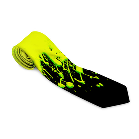 Галстук 3D с принтом НЕОНОВЫЕ БРЫЗГИ КРАСКИ , 100% полиэстер | Длина 148 см; Плотность 150-180 г/м2 | neon | брызги | брызги красок | краска | неон | неоновые | неоновый зеленый | подтеки | радиация | салатовый | текстура | яркий