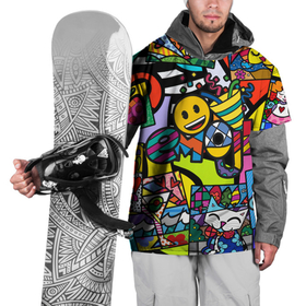 Накидка на куртку 3D с принтом Romero Britto   emoji в Белгороде, 100% полиэстер |  | brazilian artist | bright colors | cubism | emoji | emoticons | graffiti | pop art | romero britto | бразильский художник | граффити | кубизм | ромеро бритто | смайлики | эмодзи | яркие цвета