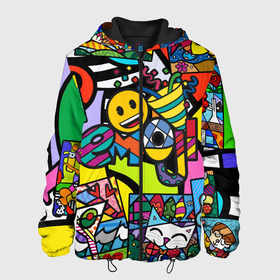 Мужская куртка 3D с принтом Romero Britto   emoji , ткань верха — 100% полиэстер, подклад — флис | прямой крой, подол и капюшон оформлены резинкой с фиксаторами, два кармана без застежек по бокам, один большой потайной карман на груди. Карман на груди застегивается на липучку | brazilian artist | bright colors | cubism | emoji | emoticons | graffiti | pop art | romero britto | бразильский художник | граффити | кубизм | ромеро бритто | смайлики | эмодзи | яркие цвета