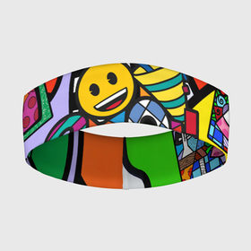Повязка на голову 3D с принтом Romero Britto   emoji в Петрозаводске,  |  | brazilian artist | bright colors | cubism | emoji | emoticons | graffiti | pop art | romero britto | бразильский художник | граффити | кубизм | ромеро бритто | смайлики | эмодзи | яркие цвета