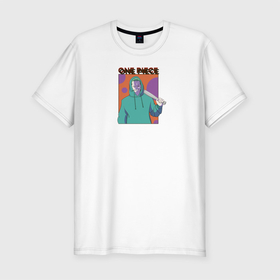 Мужская футболка хлопок Slim с принтом ГОПОЗОРО в Петрозаводске, 92% хлопок, 8% лайкра | приталенный силуэт, круглый вырез ворота, длина до линии бедра, короткий рукав | аниме | бандит | ванпис | зоро | пират | ророно | роронозоро