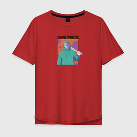 Мужская футболка хлопок Oversize с принтом ГОПОЗОРО в Петрозаводске, 100% хлопок | свободный крой, круглый ворот, “спинка” длиннее передней части | аниме | бандит | ванпис | зоро | пират | ророно | роронозоро