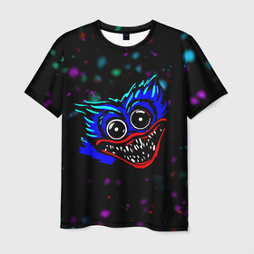 Мужская футболка 3D с принтом Хаги Ваги 2022 в Петрозаводске, 100% полиэфир | прямой крой, круглый вырез горловины, длина до линии бедер | huggy monster run | wuggy | жесть | зубы | игра | ночь | хоррор