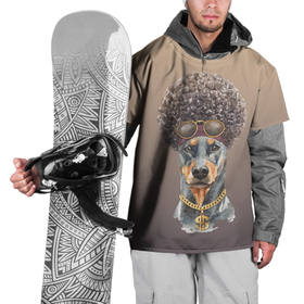 Накидка на куртку 3D с принтом Гламурный доберман в Санкт-Петербурге, 100% полиэстер |  | доберман | животное | кудри | мода | на стиле | пёс | собака | стиль