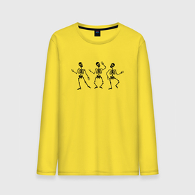 Мужской лонгслив хлопок с принтом Три танцующих скелета в Белгороде, 100% хлопок |  | Тематика изображения на принте: скелеты | танцующие | хэллоуин | человеческие