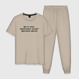 Мужская пижама хлопок с принтом Сделай это сейчас в Тюмени, 100% хлопок | брюки и футболка прямого кроя, без карманов, на брюках мягкая резинка на поясе и по низу штанин
 | английский | мотивация | надпись | статус | цитата