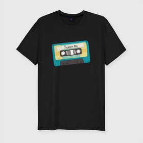 Мужская футболка хлопок Slim с принтом Ретро кассета с надписью  