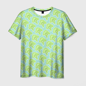 Мужская футболка 3D с принтом Брокколи, паттерн в Тюмени, 100% полиэфир | прямой крой, круглый вырез горловины, длина до линии бедер | брокколи | еда | здоровая пища | паттерн | правильное питание | растение