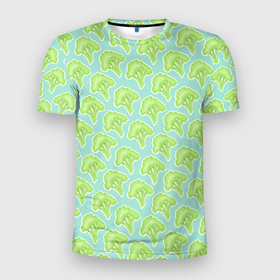 Мужская футболка 3D Slim с принтом Брокколи, паттерн в Екатеринбурге, 100% полиэстер с улучшенными характеристиками | приталенный силуэт, круглая горловина, широкие плечи, сужается к линии бедра | брокколи | еда | здоровая пища | паттерн | правильное питание | растение