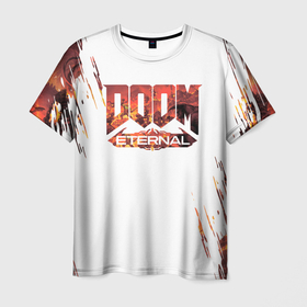Мужская футболка 3D с принтом Doom Eternal, в Новосибирске, 100% полиэфир | прямой крой, круглый вырез горловины, длина до линии бедер | doom | doom 2016 | doom eternal | doom eternal обзор | doom slayer | doomguy | fps | gameplay | id software | mick gordon | walkthrough | дум