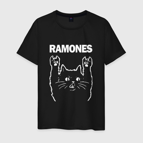 Мужская футболка хлопок с принтом RAMONES, РАМОНЕС в Екатеринбурге, 100% хлопок | прямой крой, круглый вырез горловины, длина до линии бедер, слегка спущенное плечо. | america | cat | cat rock | meow | meow rock | music | ramones | rock | rockcat | usa | америка | джонни рамон | джоуи рамон | ди ди рамон | клем бурк | кристофер уорд | марки рамон | музыка | мяу | рамонез | рамонес | рамонс | рамоунз