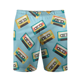 Мужские шорты спортивные с принтом Ретро кассеты, паттерн в Тюмени,  |  | аудиокассета | винтаж | кассета | компакткассета | музыка | паттерн | ретро