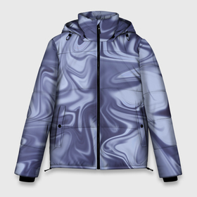 Мужская зимняя куртка 3D с принтом Crystal Abstract Blue в Белгороде, верх — 100% полиэстер; подкладка — 100% полиэстер; утеплитель — 100% полиэстер | длина ниже бедра, свободный силуэт Оверсайз. Есть воротник-стойка, отстегивающийся капюшон и ветрозащитная планка. 

Боковые карманы с листочкой на кнопках и внутренний карман на молнии. | абстракция | брызги | волна | кристаллический | разводы