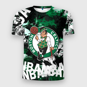 Мужская футболка 3D Slim с принтом Бостон Селтикс , Boston Celtics , 100% полиэстер с улучшенными характеристиками | приталенный силуэт, круглая горловина, широкие плечи, сужается к линии бедра | boston | boston celtics | celtics | nba | баскетбол | бостон | бостон селтикс | нба | селтикс