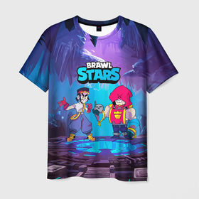 Мужская футболка 3D с принтом GROM FANG BRAWL STARS в Петрозаводске, 100% полиэфир | прямой крой, круглый вырез горловины, длина до линии бедер | brawl | brawl stars | brawlstars | fang | grom | бравлстарс | гром | фанг | фанк | фэнг