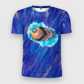 Мужская футболка 3D Slim с принтом Забавная рыба в Кировске, 100% полиэстер с улучшенными характеристиками | приталенный силуэт, круглая горловина, широкие плечи, сужается к линии бедра | fish | море | океан | рыба | рыбалка | рыбина | рыбка