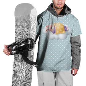 Накидка на куртку 3D с принтом Спящий кролик в Тюмени, 100% полиэстер |  | Тематика изображения на принте: заяц | кролик | сон | спит | спокойной ночи | спящий кролик