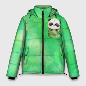 Мужская зимняя куртка 3D с принтом милая панда в кармане в Екатеринбурге, верх — 100% полиэстер; подкладка — 100% полиэстер; утеплитель — 100% полиэстер | длина ниже бедра, свободный силуэт Оверсайз. Есть воротник-стойка, отстегивающийся капюшон и ветрозащитная планка. 

Боковые карманы с листочкой на кнопках и внутренний карман на молнии. | в кармане | карман | маленькая панда | милая | панда