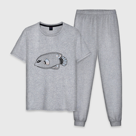 Мужская пижама хлопок с принтом Красивая рыбка , 100% хлопок | брюки и футболка прямого кроя, без карманов, на брюках мягкая резинка на поясе и по низу штанин
 | животное | море | морской | рыба | рыбка