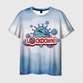 Мужская футболка 3D с принтом Lockdown в Санкт-Петербурге, 100% полиэфир | прямой крой, круглый вырез горловины, длина до линии бедер | art | covid | covid19 | virus | арт | вирус | графика | коронавирус