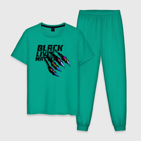 Мужская пижама хлопок с принтом Black Lives Matter 2022 в Кировске, 100% хлопок | брюки и футболка прямого кроя, без карманов, на брюках мягкая резинка на поясе и по низу штанин
 | black lives matter | арт | блек лайвс метте | графити | минимализм | царапины