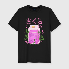 Мужская футболка хлопок Slim с принтом Виноградный сок , 92% хлопок, 8% лайкра | приталенный силуэт, круглый вырез ворота, длина до линии бедра, короткий рукав | Тематика изображения на принте: japan | juice | иероглифы | лоза | напиток | поп арт | япония