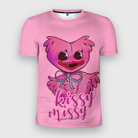 Мужская футболка 3D Slim с принтом Pink Kissy Missy в Петрозаводске, 100% полиэстер с улучшенными характеристиками | приталенный силуэт, круглая горловина, широкие плечи, сужается к линии бедра | kissy | kissy missy | missy | poppy playtime | игра | киси | киси миси | кисси мисси | кукла | миси | монстр | плэйтайм | попи плей тайм | попи плэй тайм | попиплейтам | попиплэйтайм | поппи плейтайм | поппиплэйтайм