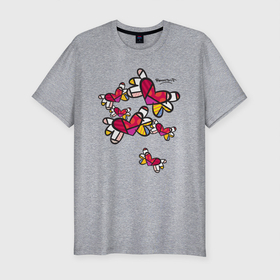 Мужская футболка хлопок Slim с принтом Romero Britto: flying hearts , 92% хлопок, 8% лайкра | приталенный силуэт, круглый вырез ворота, длина до линии бедра, короткий рукав | autograph | brazilian artist | bright colors | butterflies | cubism | emoji | flying h | graffiti | pop art | автограф | бабочки | бразильский художник | граффити | день святого валентина | кубизм | летящие сердечки | любовь | р
