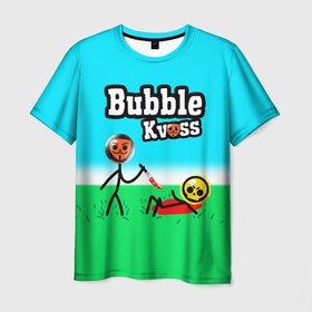 Мужская футболка 3D с принтом БАБЛ КВАС | BUBBLE KVASS , 100% полиэфир | прямой крой, круглый вырез горловины, длина до линии бедер | brawl stars | бабл квас | баблквас | бравл старс | игра | мем