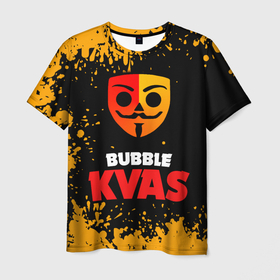Мужская футболка 3D с принтом Bubble Kvas   Бабл Квас, логотип , 100% полиэфир | прямой крой, круглый вырез горловины, длина до линии бедер | Тематика изображения на принте: bubble cvas | bubble kvas | bubble квас | meme | баббл квас | бабл квас | бабле квас | мемы