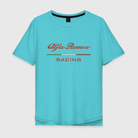 Мужская футболка хлопок Oversize с принтом Alfa Romeo racing   logo в Санкт-Петербурге, 100% хлопок | свободный крой, круглый ворот, “спинка” длиннее передней части | alfa romeo | italy | logo | racing | альфа ромео | гонка | италия | логотип