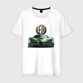 Мужская футболка хлопок с принтом Alfa Romeo Motorsport Racing Team в Тюмени, 100% хлопок | прямой крой, круглый вырез горловины, длина до линии бедер, слегка спущенное плечо. | alfa romeo | car | italy | motorsport | power | prestige | racing | team | автомобиль | автоспорт | альфа ромео | гонка | италия