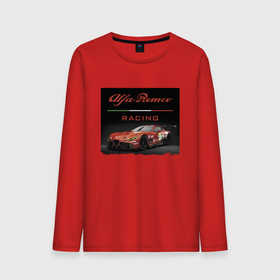 Мужской лонгслив хлопок с принтом Alfa Romeo   Racing Team в Тюмени, 100% хлопок |  | Тематика изображения на принте: alfa romeo | car | italy | motorsport | power | prestige | racing | team | автомобиль | автоспорт | альфа ромео | гонка | италия