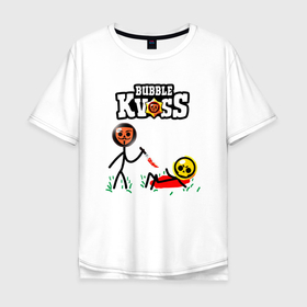 Мужская футболка хлопок Oversize с принтом БАБЛ КВАС | BUBBLE KVASS GAME в Новосибирске, 100% хлопок | свободный крой, круглый ворот, “спинка” длиннее передней части | brawl stars | game | бабл квас | баблквас | бравл старс | игра | мем
